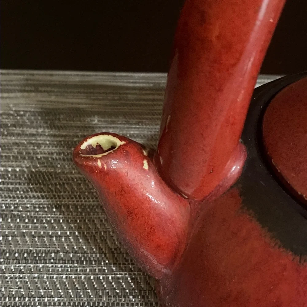 Pier 1 Shanghai Earthenware Teapot. Asian inspired, Antique “Chippy” Style.